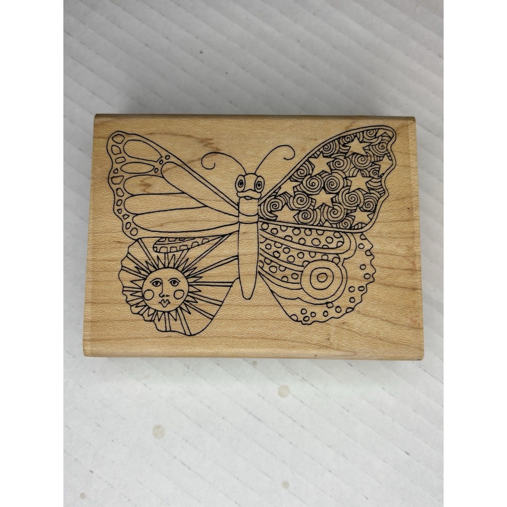 Paula Best Sun Butterfly Sun Dream Wish Feel Rubber Stamp 9717-A